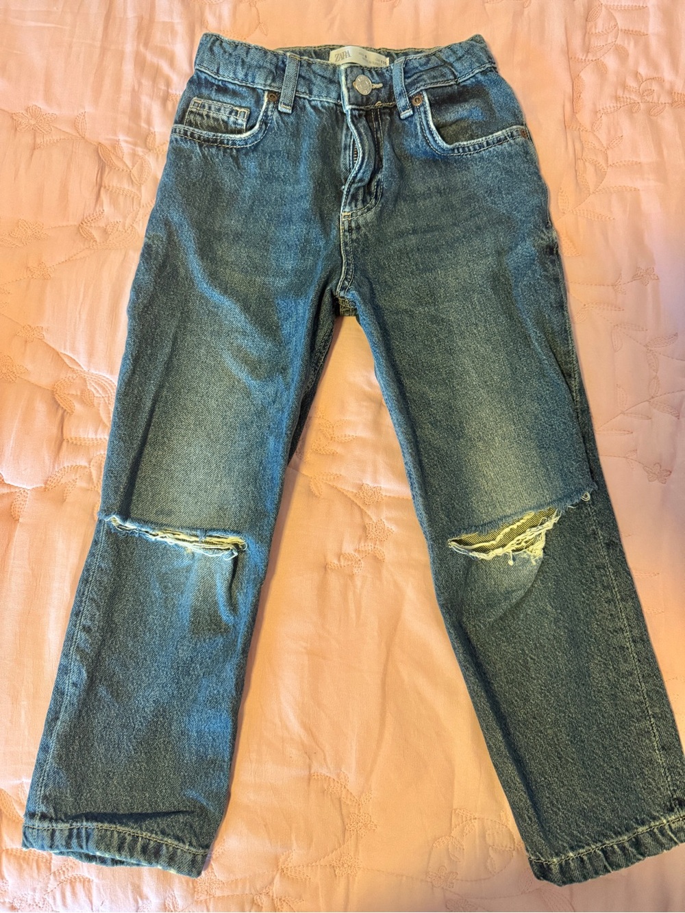 Zara Unisex Girls Boys Kids Jeans Distressed Ripped Knee Pants Size 6